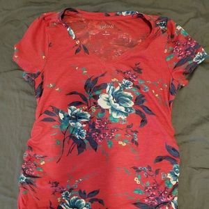 Red Floral Maternity Shirt